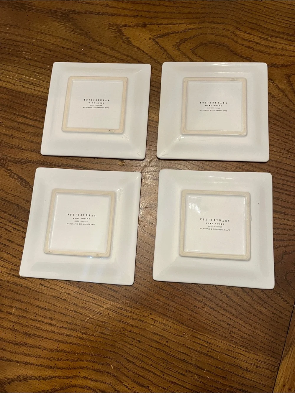 Pottery Barn Wine Glass Square Appetizer Plates Set